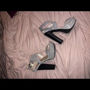 Platform snake skin heels